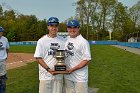 Baseball vs Babson  Wheaton College Baseball players celebrate their victory over Babson to win the NEWMAC Championship for the third year in a row. - (Photo by Keith Nordstrom) : Wheaton, baseball, NEWMAC